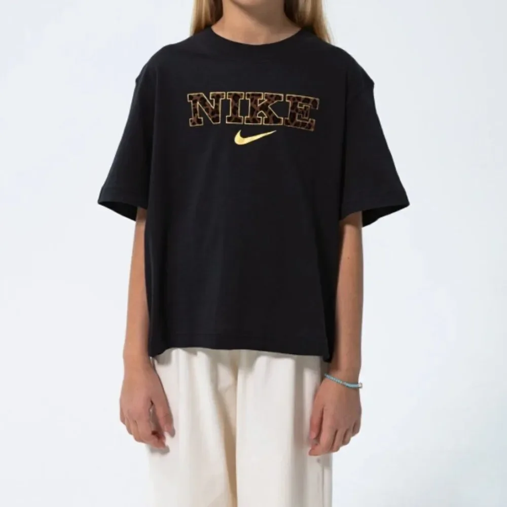 Nike Black Boxy Tee with Gold Logo in Junior Size Large